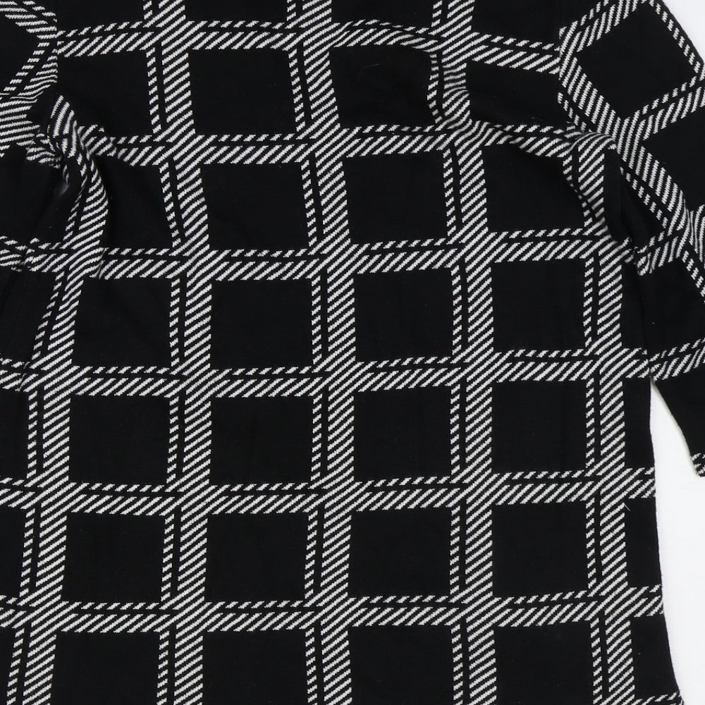 Papaya Womens Black Round Neck Plaid Acrylic Pullover Jumper Size M