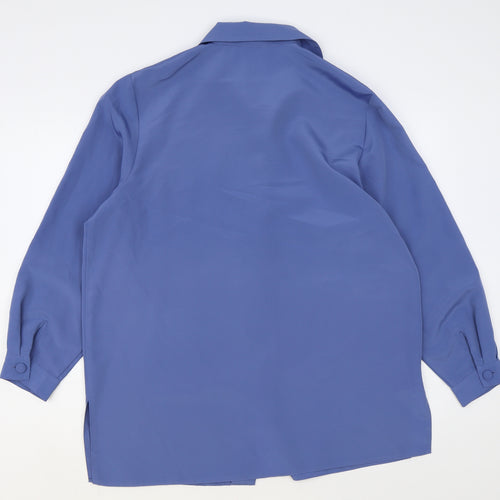 Preworn Womens Blue Polyester Basic Button-Up Size 16 Collared