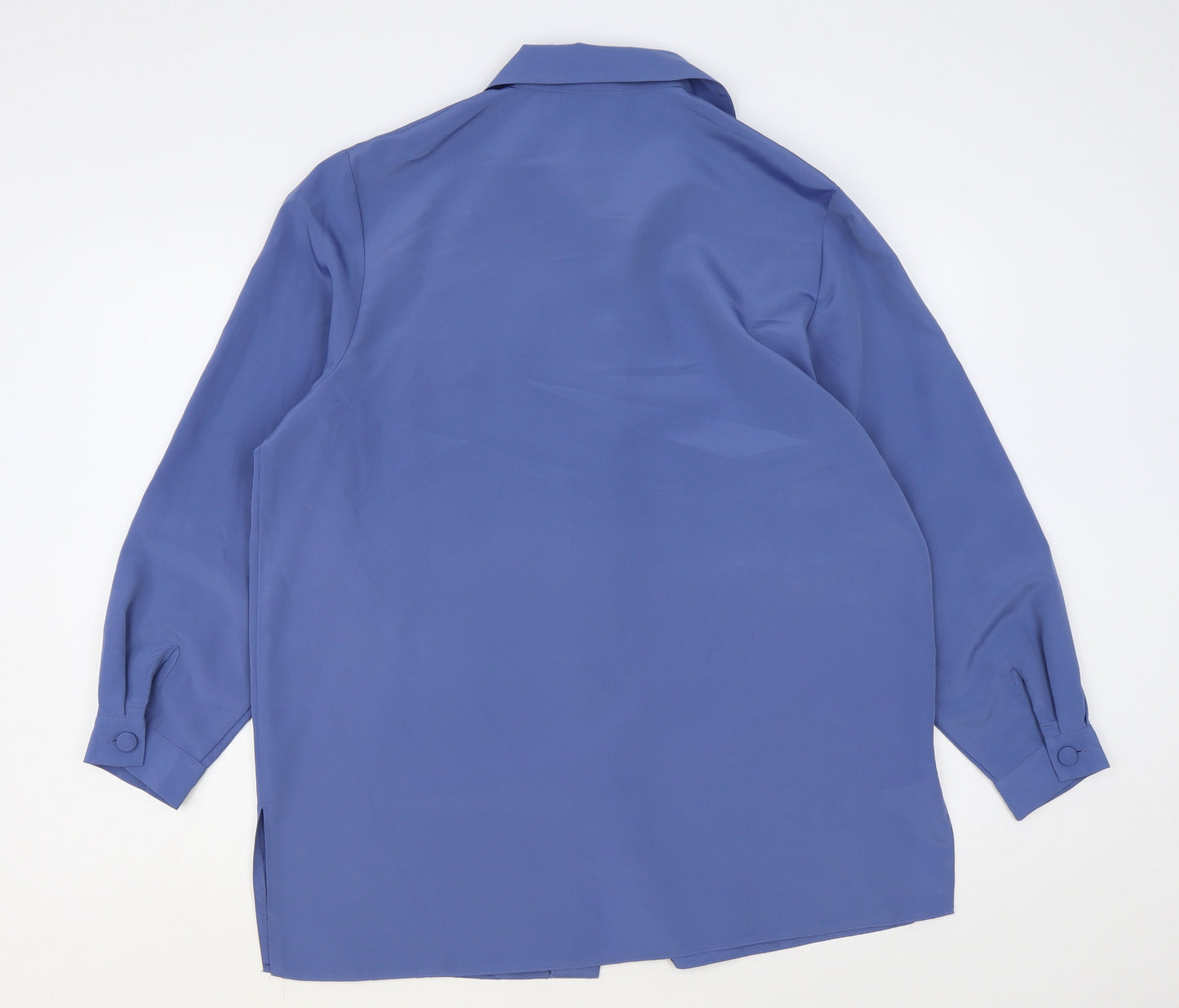 Preworn Womens Blue Polyester Basic Button-Up Size 16 Collared