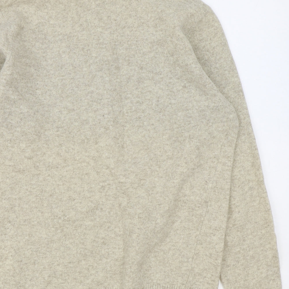 LACOSTE Womens Beige High Neck Wool Pullover Jumper Size L