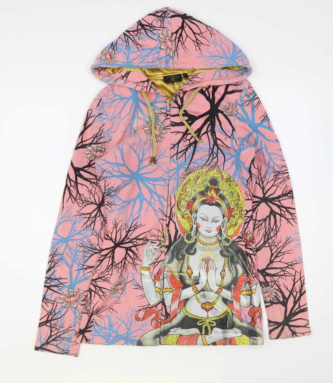 Christian Audigier Womens Multicoloured Polyester Full Zip Hoodie Size S Zip