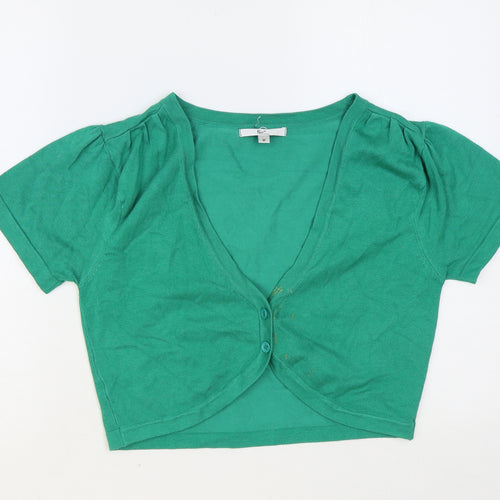 Klass Collection Womens Green V-Neck Viscose Cardigan Jumper Size M