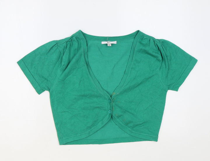 Klass Collection Womens Green V-Neck Viscose Cardigan Jumper Size M