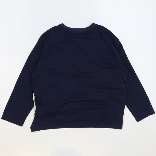 United Colours of Benetton Girls Blue Polyester Pullover Sweatshirt Size 6-7 Years Snap