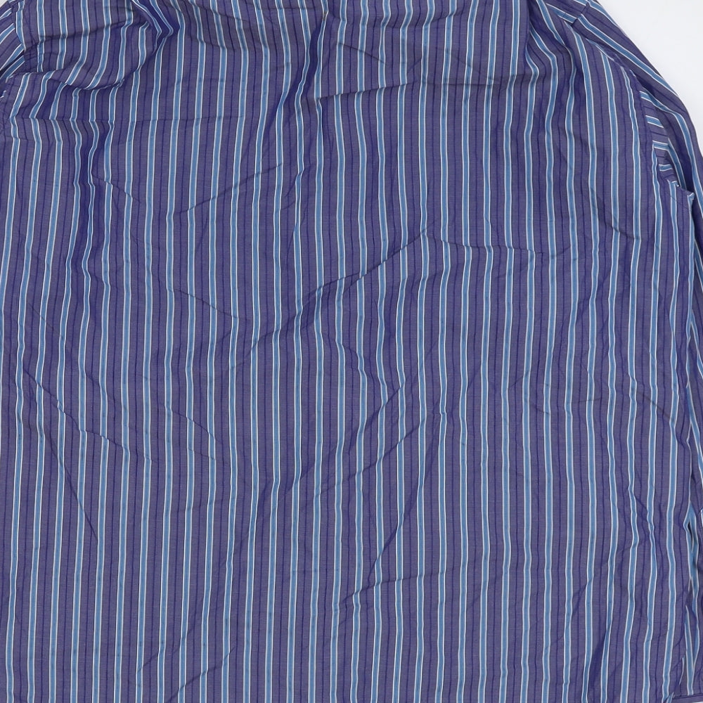 Collezione Mens Blue Striped Polyester Dress Shirt Size 15.5 Collared Button