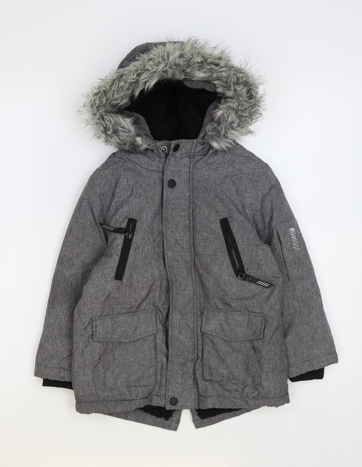 Primark Boys Grey Parka Coat Size 4-5 Years Zip