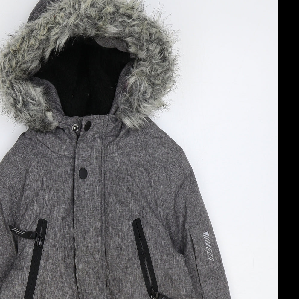 Primark Boys Grey Parka Coat Size 4-5 Years Zip