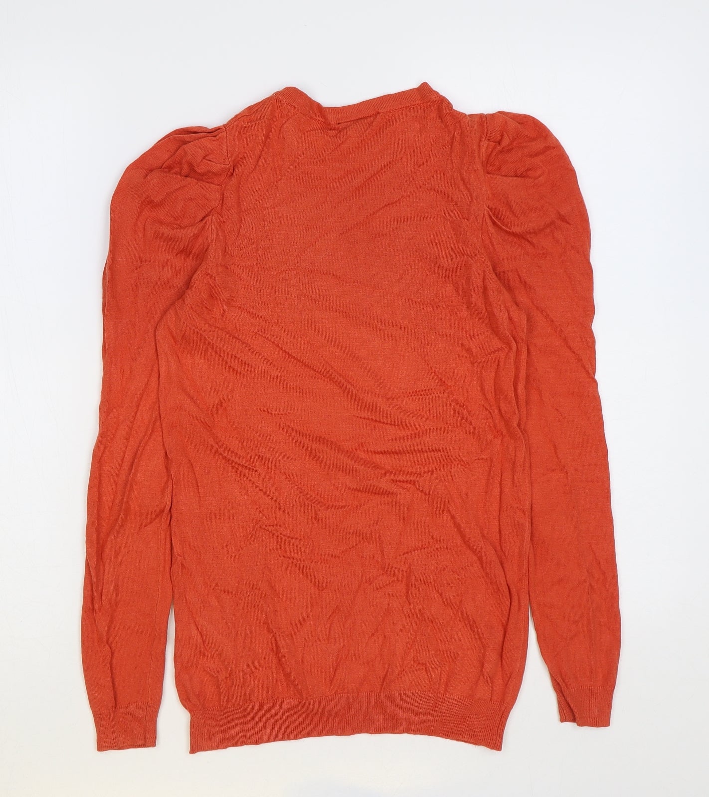 Warehouse Womens Orange Round Neck Viscose Pullover Jumper Size 8