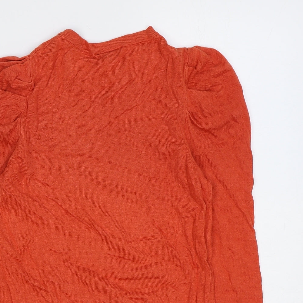 Warehouse Womens Orange Round Neck Viscose Pullover Jumper Size 8
