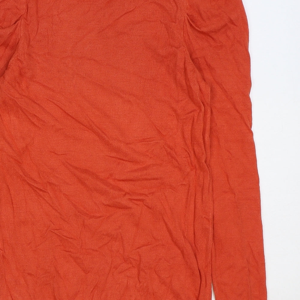 Warehouse Womens Orange Round Neck Viscose Pullover Jumper Size 8