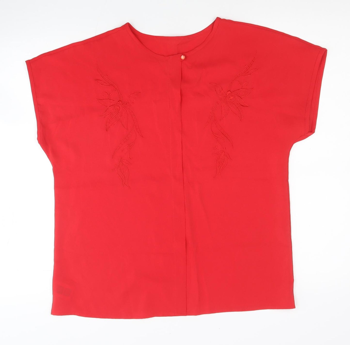 Marks and Spencer Womens Red Polyester Basic Blouse Size 14 Round Neck