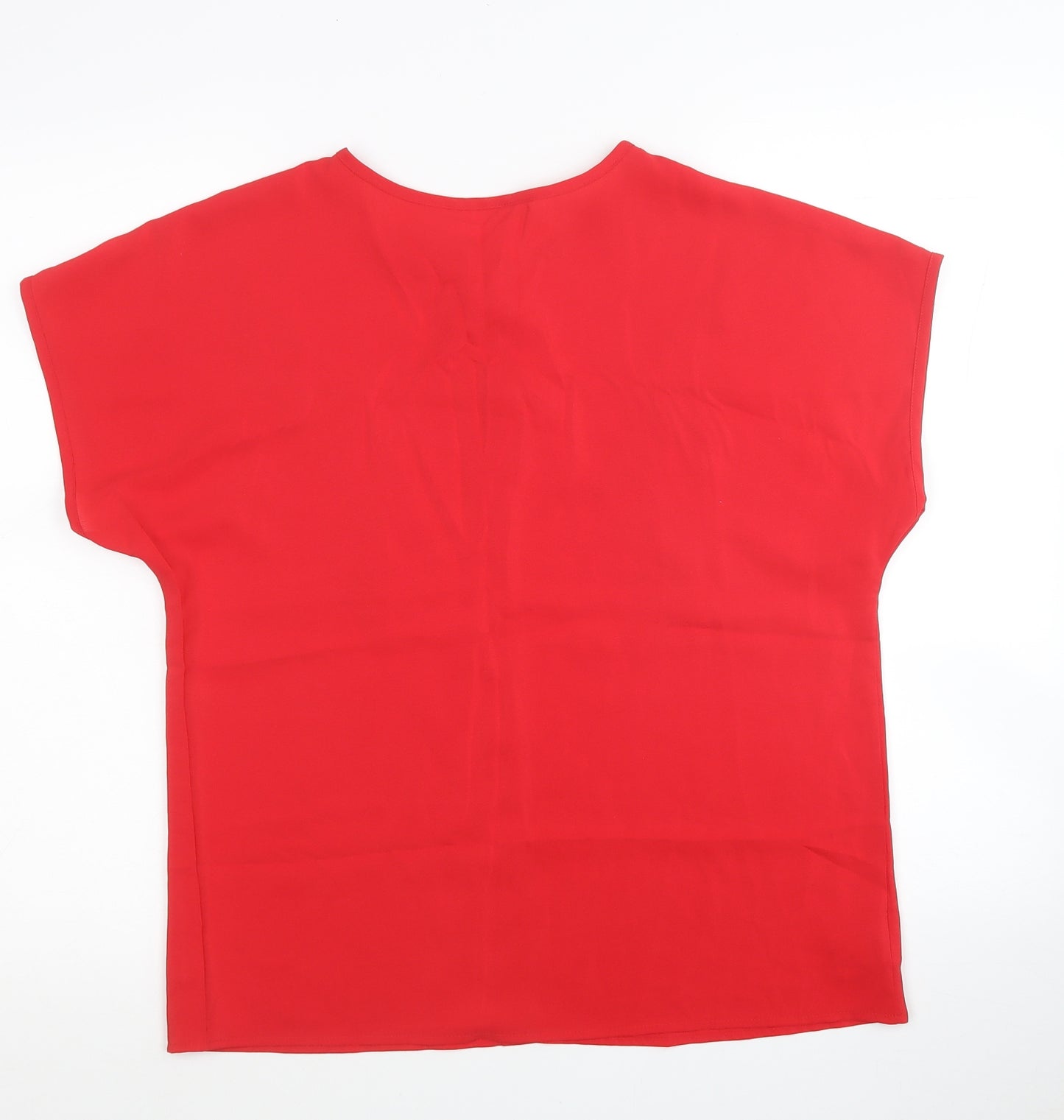 Marks and Spencer Womens Red Polyester Basic Blouse Size 14 Round Neck