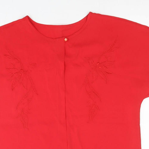 Marks and Spencer Womens Red Polyester Basic Blouse Size 14 Round Neck