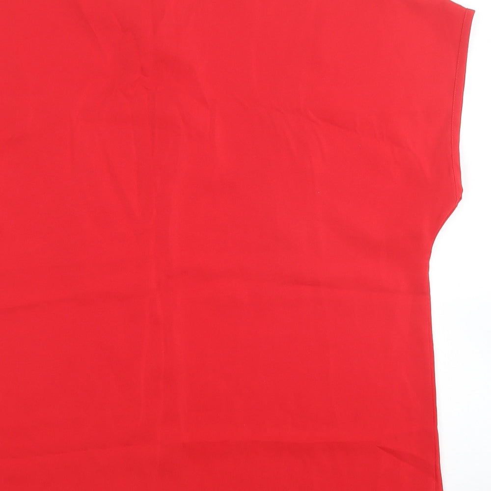 Marks and Spencer Womens Red Polyester Basic Blouse Size 14 Round Neck