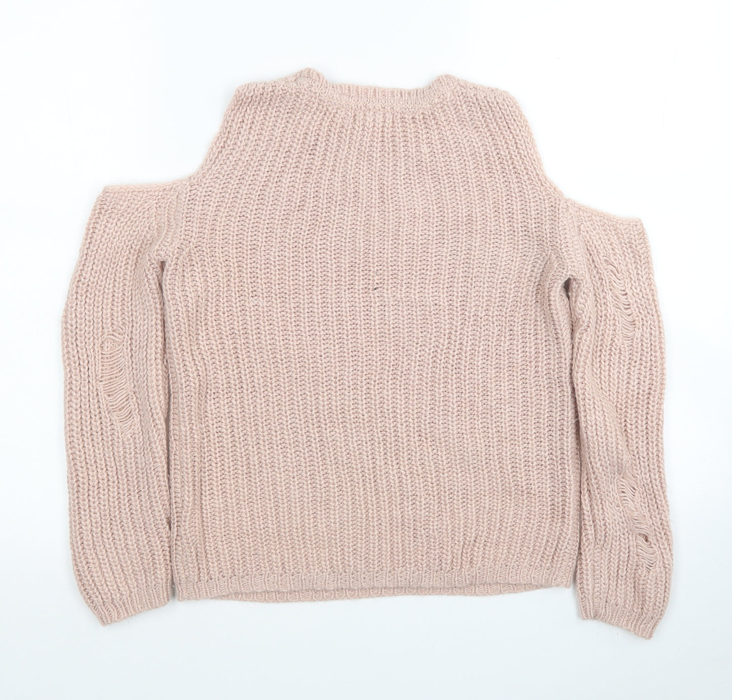Primark Girls Pink Round Neck Acrylic Pullover Jumper Size 10-11 Years Pullover - Cold Shoulder