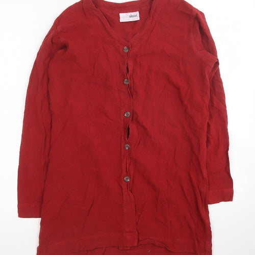 OffShoot Womens Red Viscose Basic Button-Up Size S V-Neck