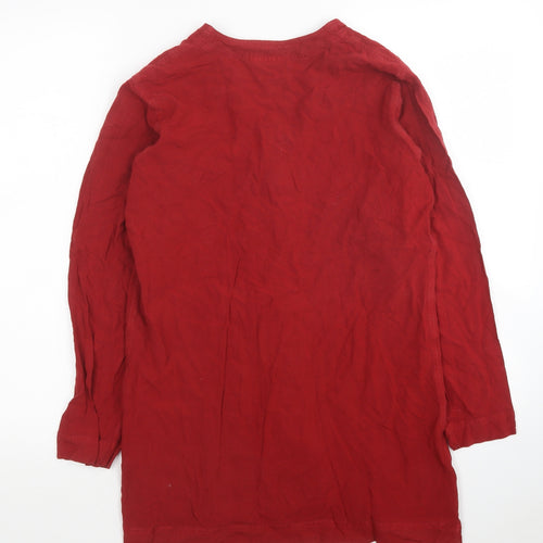 OffShoot Womens Red Viscose Basic Button-Up Size S V-Neck