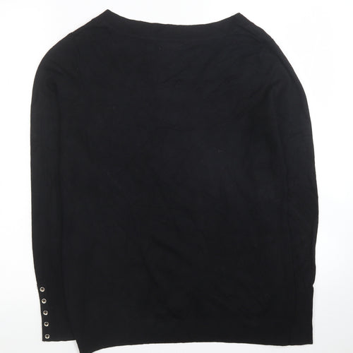 M&Co Womens Black Viscose Jersey Blouse Size 12 V-Neck
