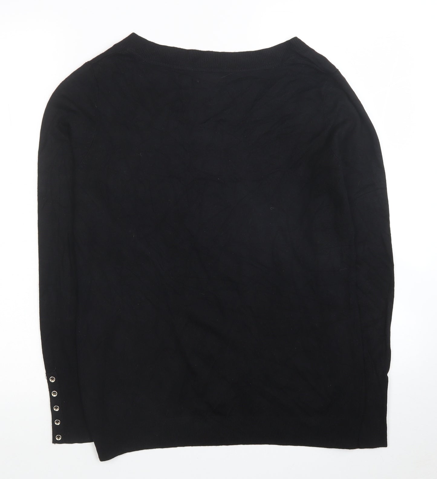 M&Co Womens Black Viscose Jersey Blouse Size 12 V-Neck