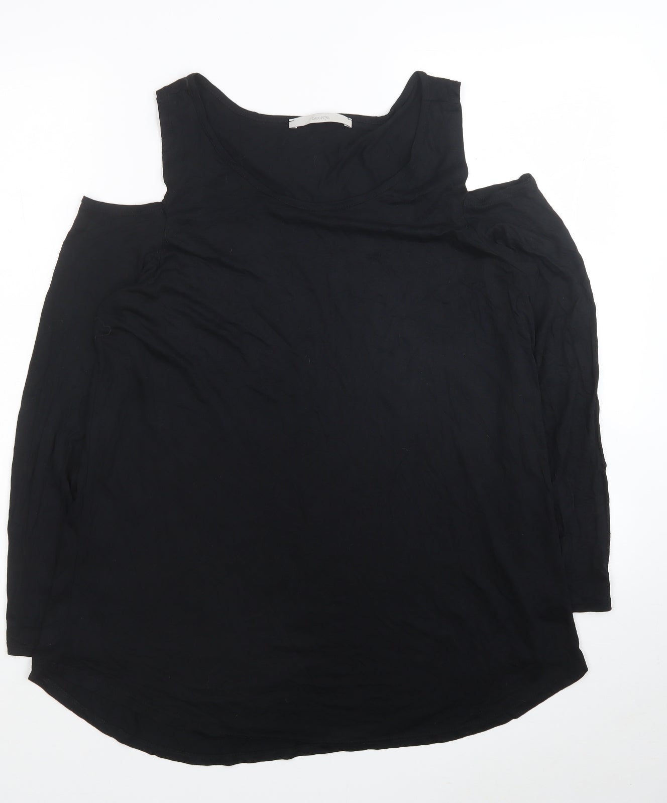 George Womens Black Viscose Basic T-Shirt Size 12 Round Neck - Cold Shoulder