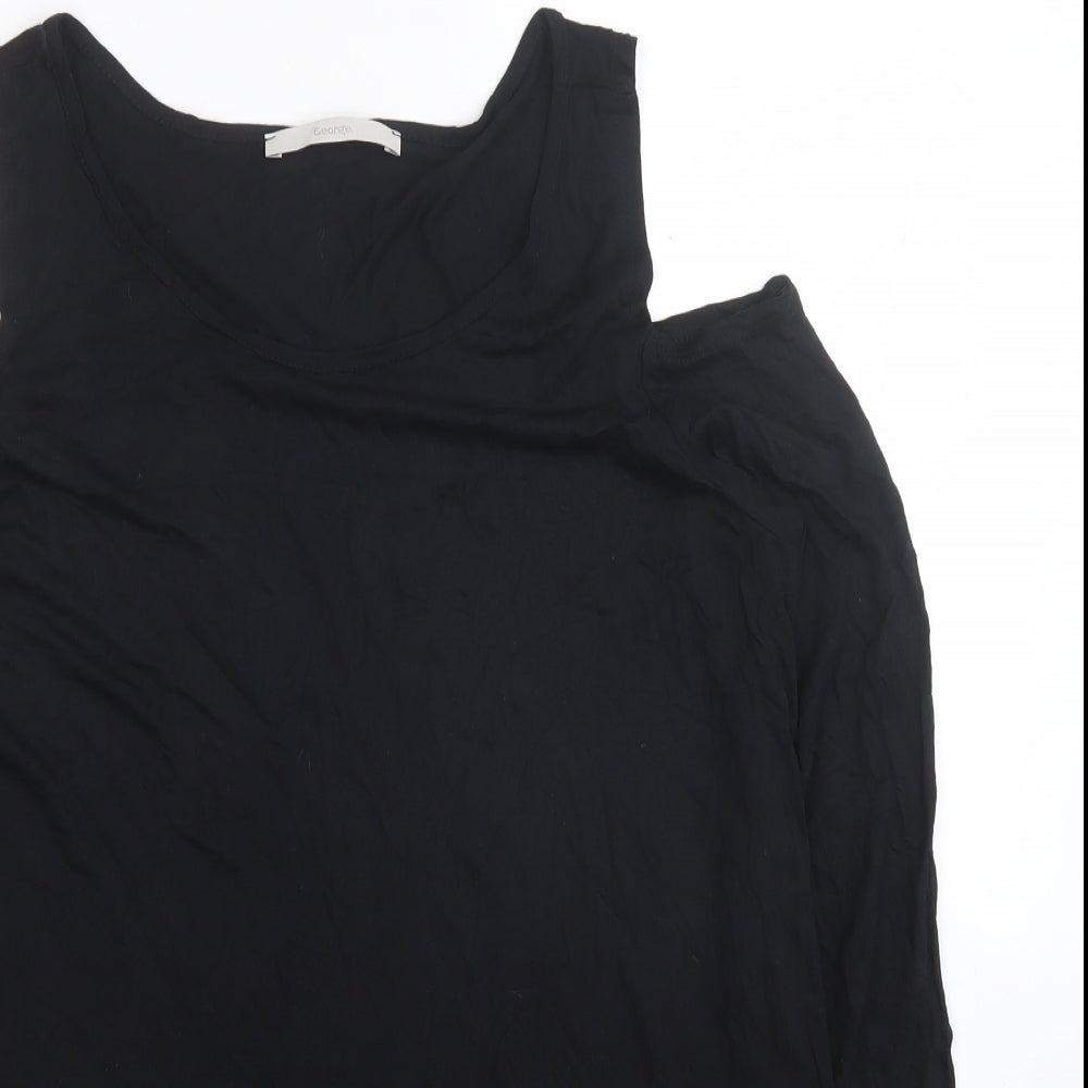 George Womens Black Viscose Basic T-Shirt Size 12 Round Neck - Cold Shoulder