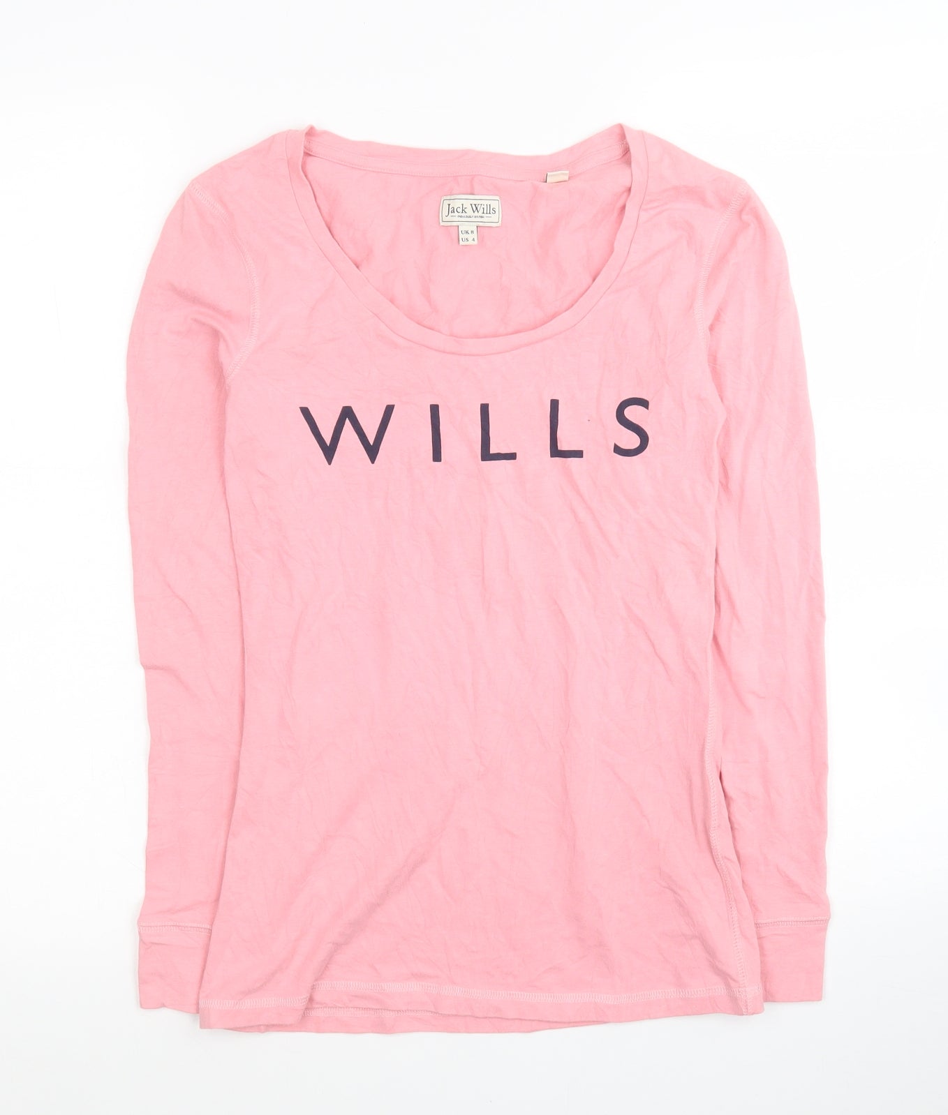 Jack Wills Womens Pink Cotton Basic T-Shirt Size 8 Round Neck