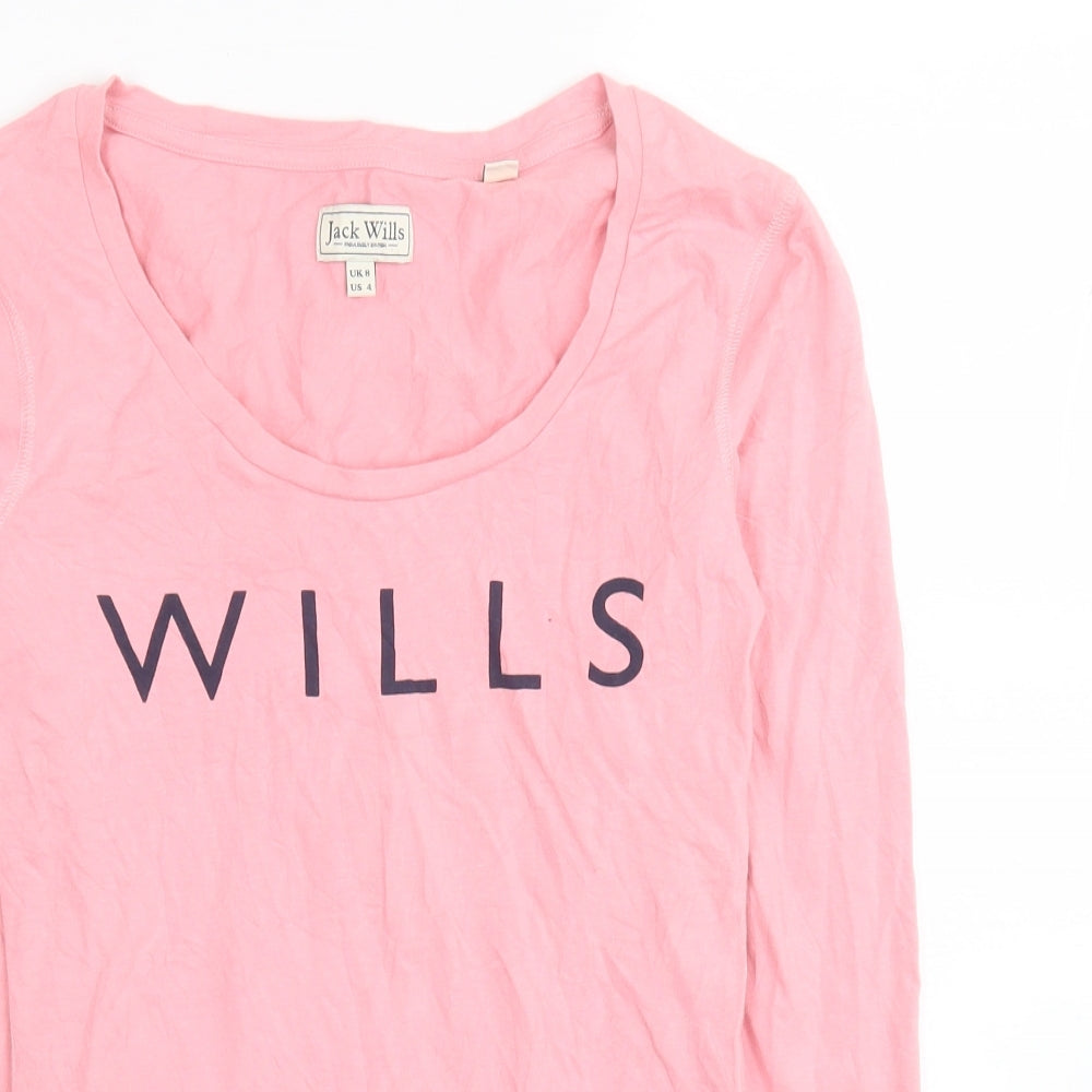 Jack Wills Womens Pink Cotton Basic T-Shirt Size 8 Round Neck