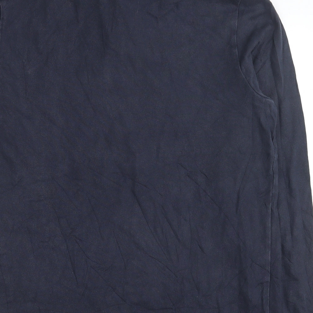 John Lewis Mens Blue Collared Cotton Pullover Jumper Size M