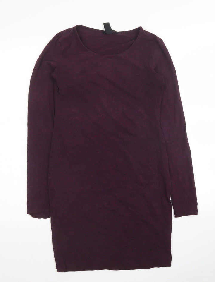 H&M Womens Purple Viscose Tunic Polo Size S Round Neck