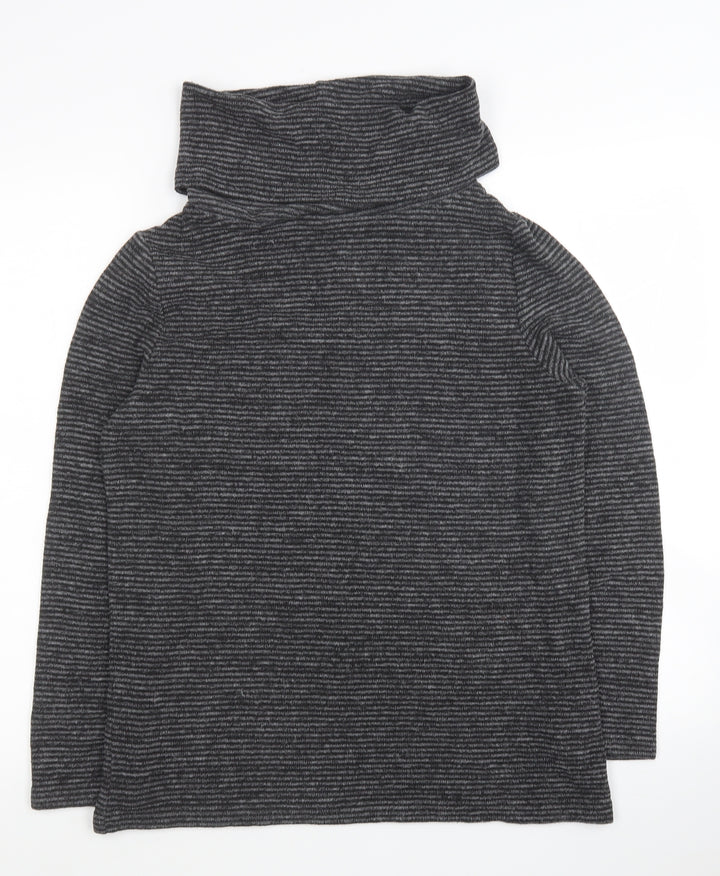 TU Womens Grey Roll Neck Striped Polyester Pullover Jumper Size 12