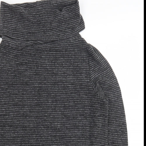 TU Womens Grey Roll Neck Striped Polyester Pullover Jumper Size 12