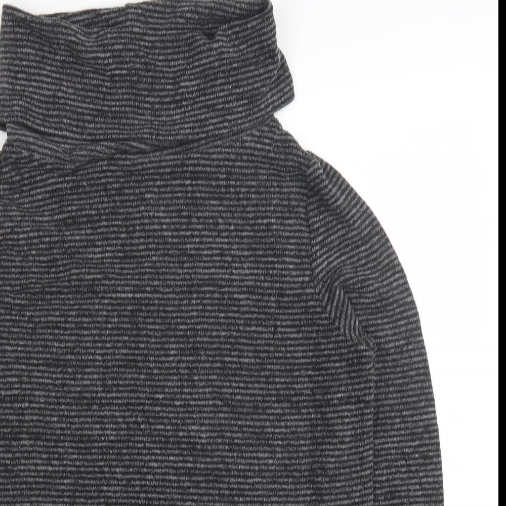 TU Womens Grey Roll Neck Striped Polyester Pullover Jumper Size 12