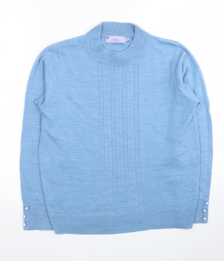 EWM Womens Blue Round Neck Acrylic Pullover Jumper Size S