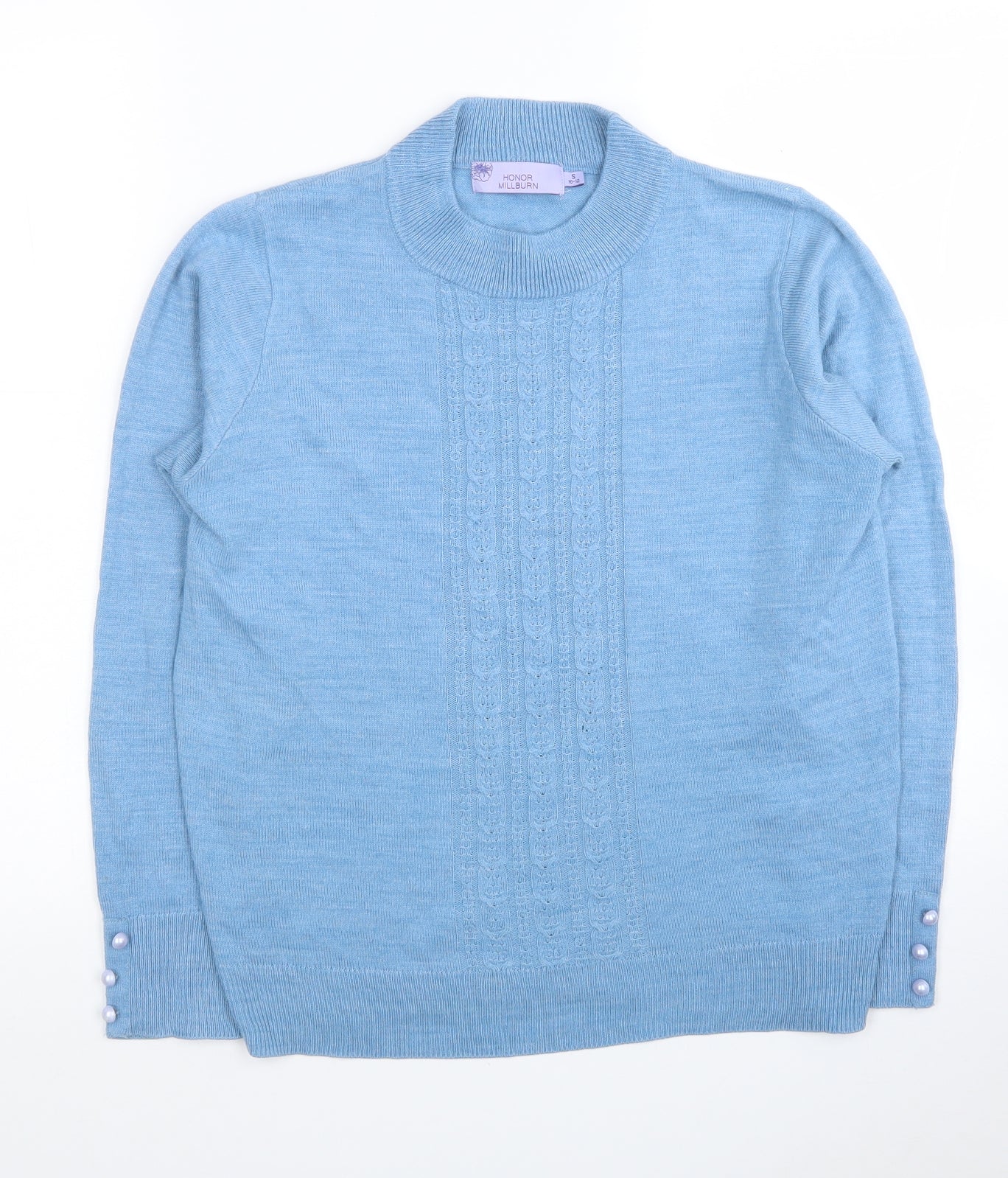 EWM Womens Blue Round Neck Acrylic Pullover Jumper Size S