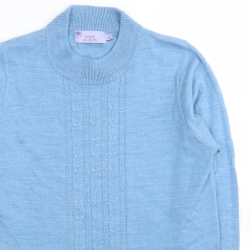 EWM Womens Blue Round Neck Acrylic Pullover Jumper Size S