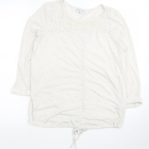 NEXT Womens Ivory Polyester Jersey T-Shirt Size 10 Round Neck