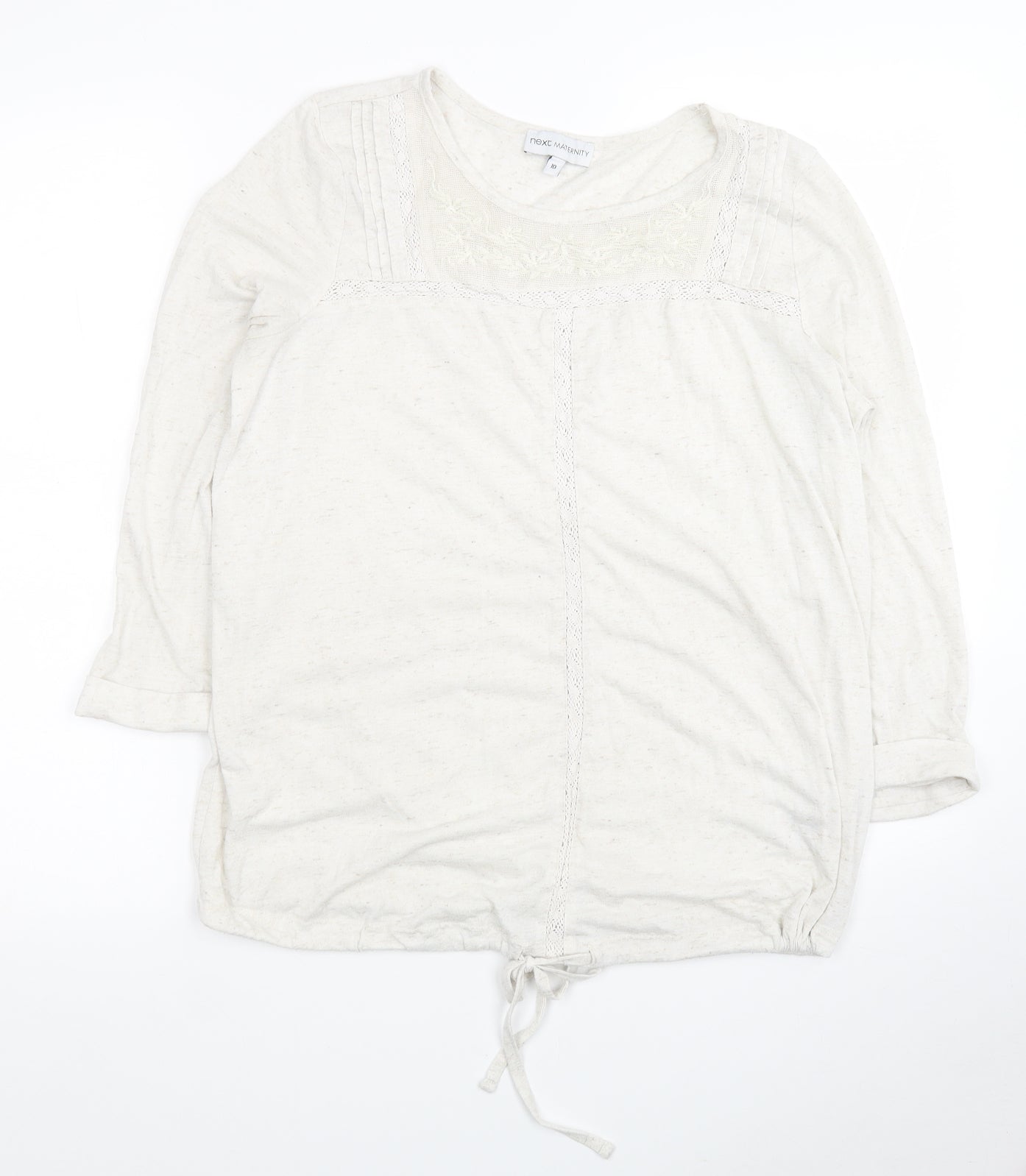 NEXT Womens Ivory Polyester Jersey T-Shirt Size 10 Round Neck
