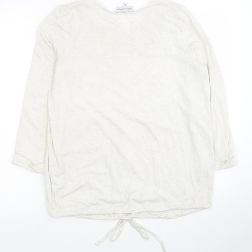 NEXT Womens Ivory Polyester Jersey T-Shirt Size 10 Round Neck