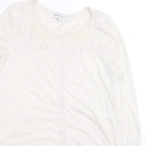 NEXT Womens Ivory Polyester Jersey T-Shirt Size 10 Round Neck