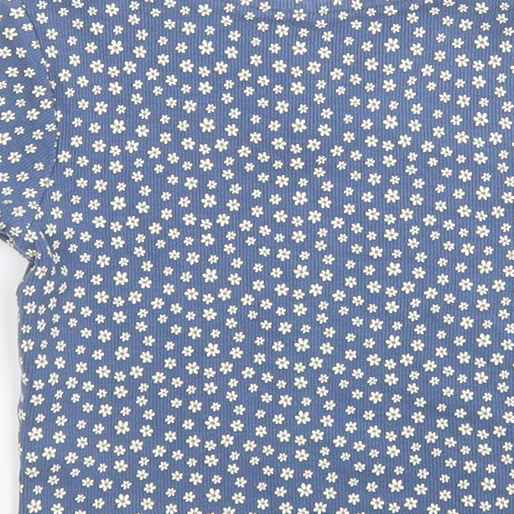 George Girls Blue Floral Cotton Cropped T-Shirt Size 5-6 Years Round Neck Pullover
