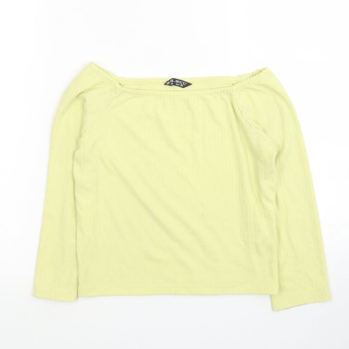 Selected Womens Yellow Polyester Cropped Blouse Size 10 Boat Neck