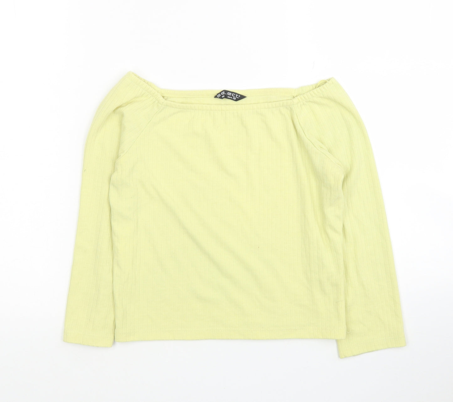 Selected Womens Yellow Polyester Cropped Blouse Size 10 Boat Neck
