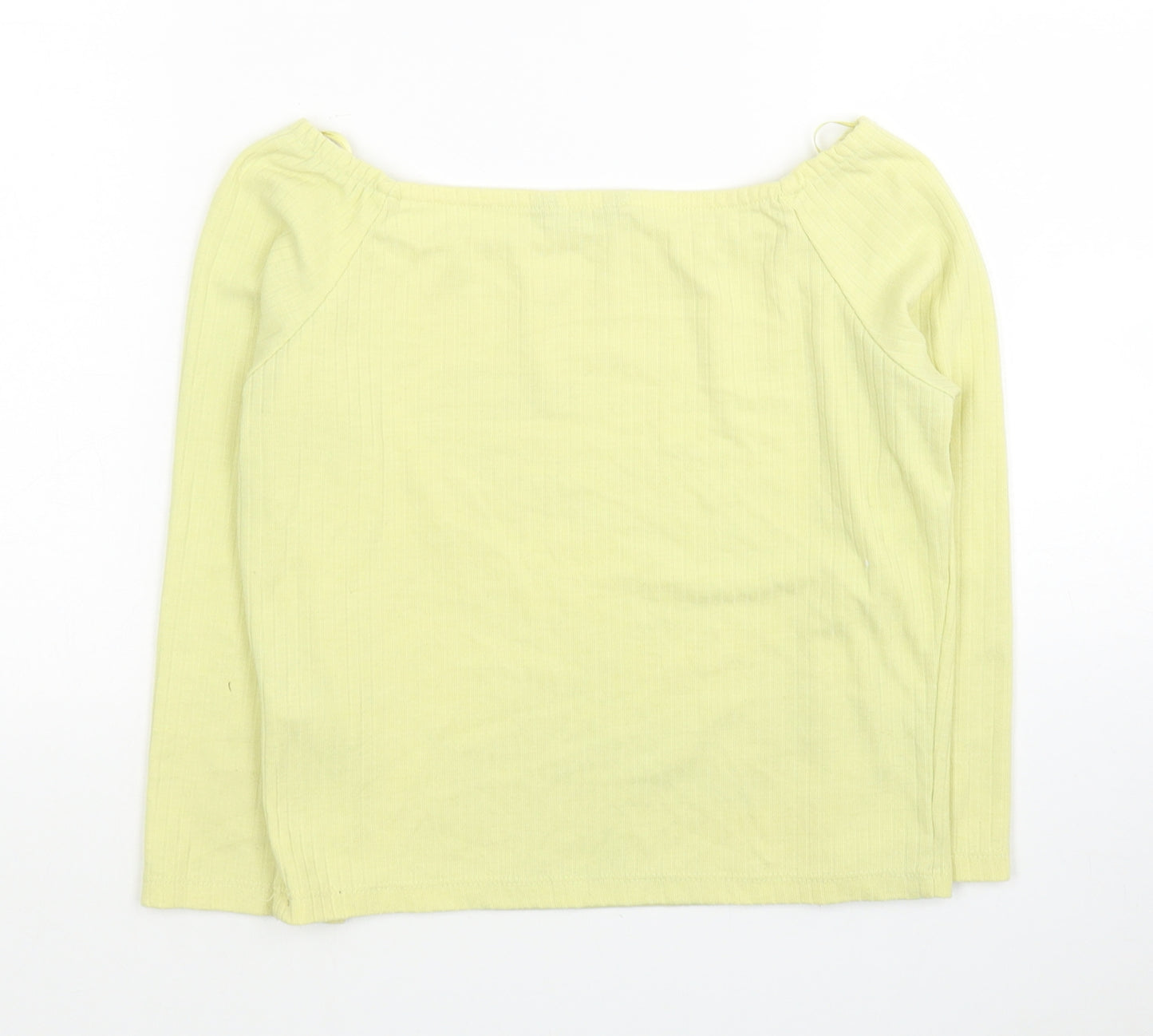 Selected Womens Yellow Polyester Cropped Blouse Size 10 Boat Neck