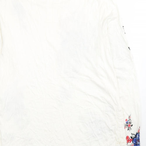 Per Una Womens White Viscose Jersey Blouse Size 10 Round Neck - Flowers