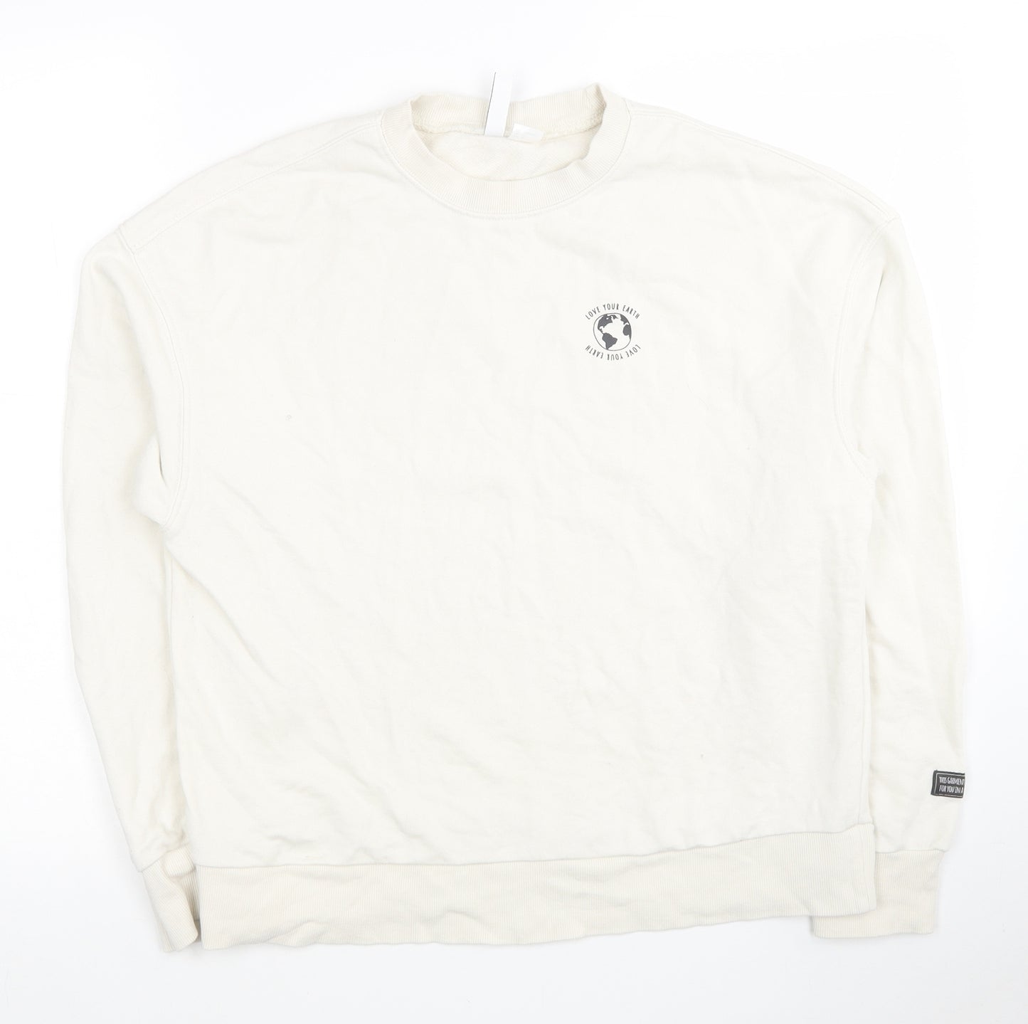 H&M Womens White Polyester Pullover Sweatshirt Size XS Pullover - Love your planet