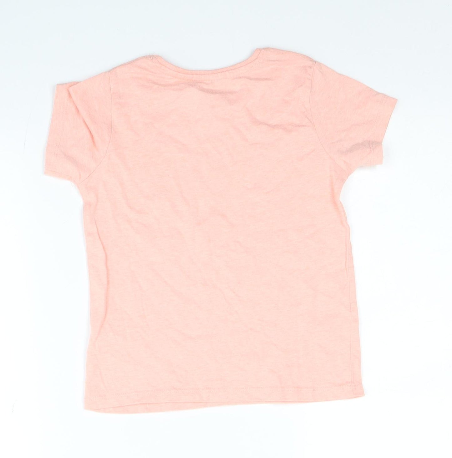 Primark Girls Pink Cotton Basic T-Shirt Size 5-6 Years Round Neck Pullover - Flowers