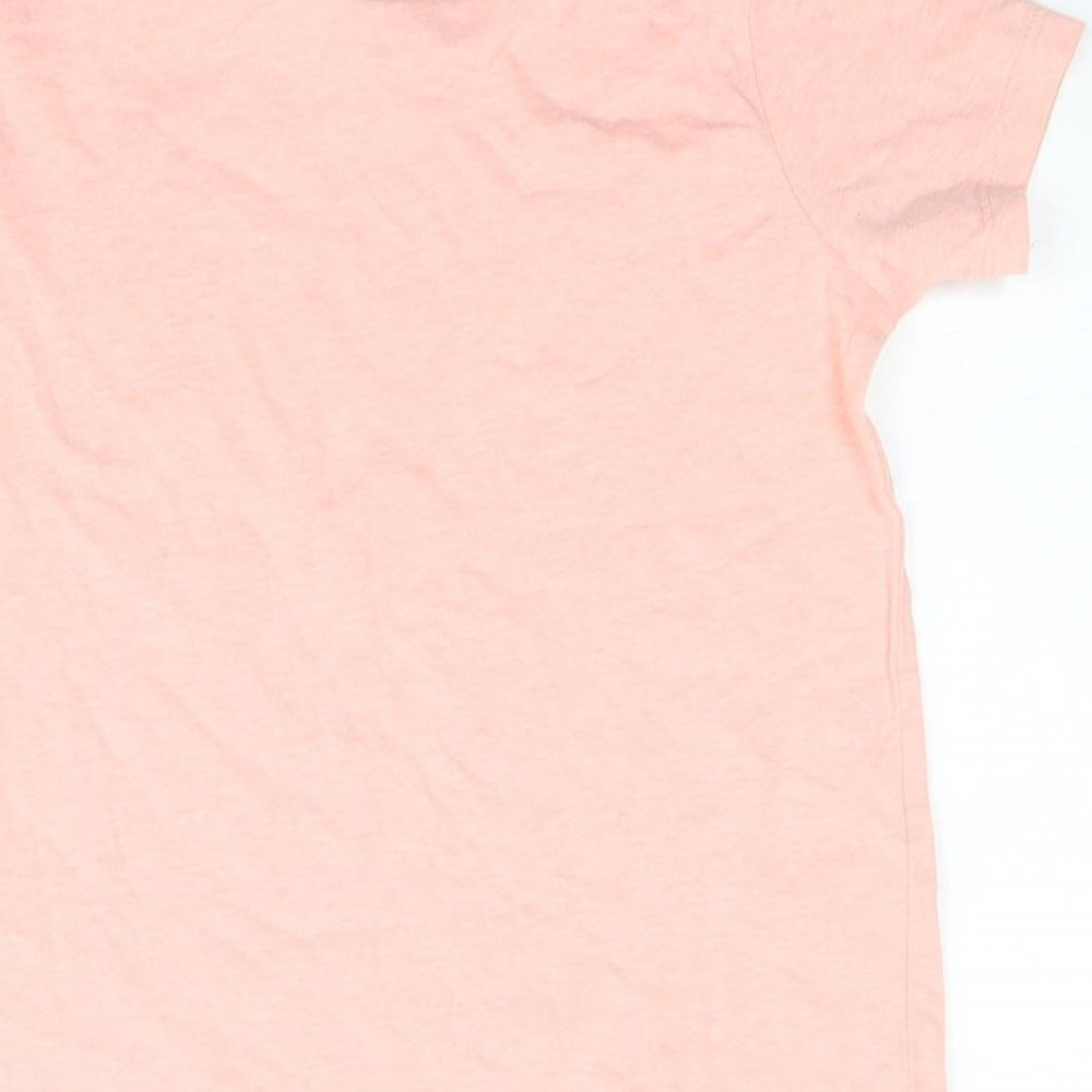Primark Girls Pink Cotton Basic T-Shirt Size 5-6 Years Round Neck Pullover - Flowers