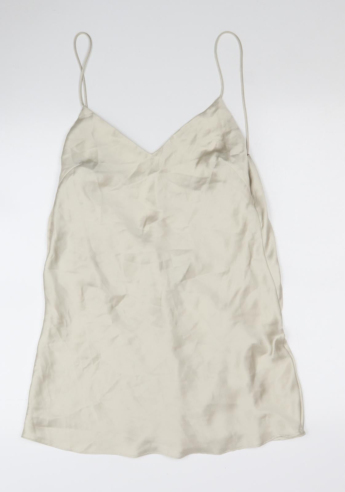 Zara Womens Beige Polyester Camisole Blouse Size S V-Neck