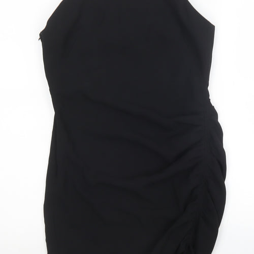 Zara Womens Black Polyester Mini Size S Square Neck Zip