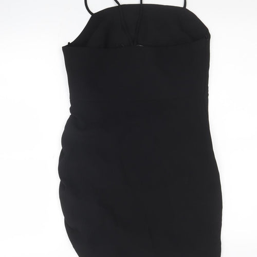Zara Womens Black Polyester Mini Size S Square Neck Zip